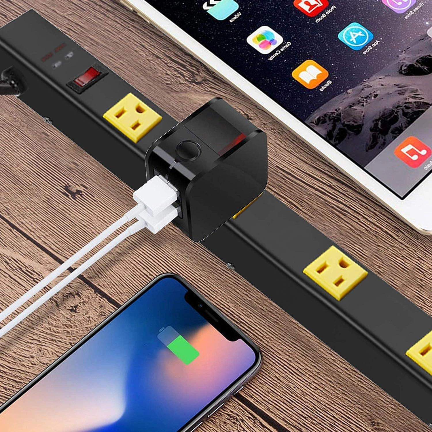 Heavy-Duty Surge Protector Power Strip Wall Mount Black