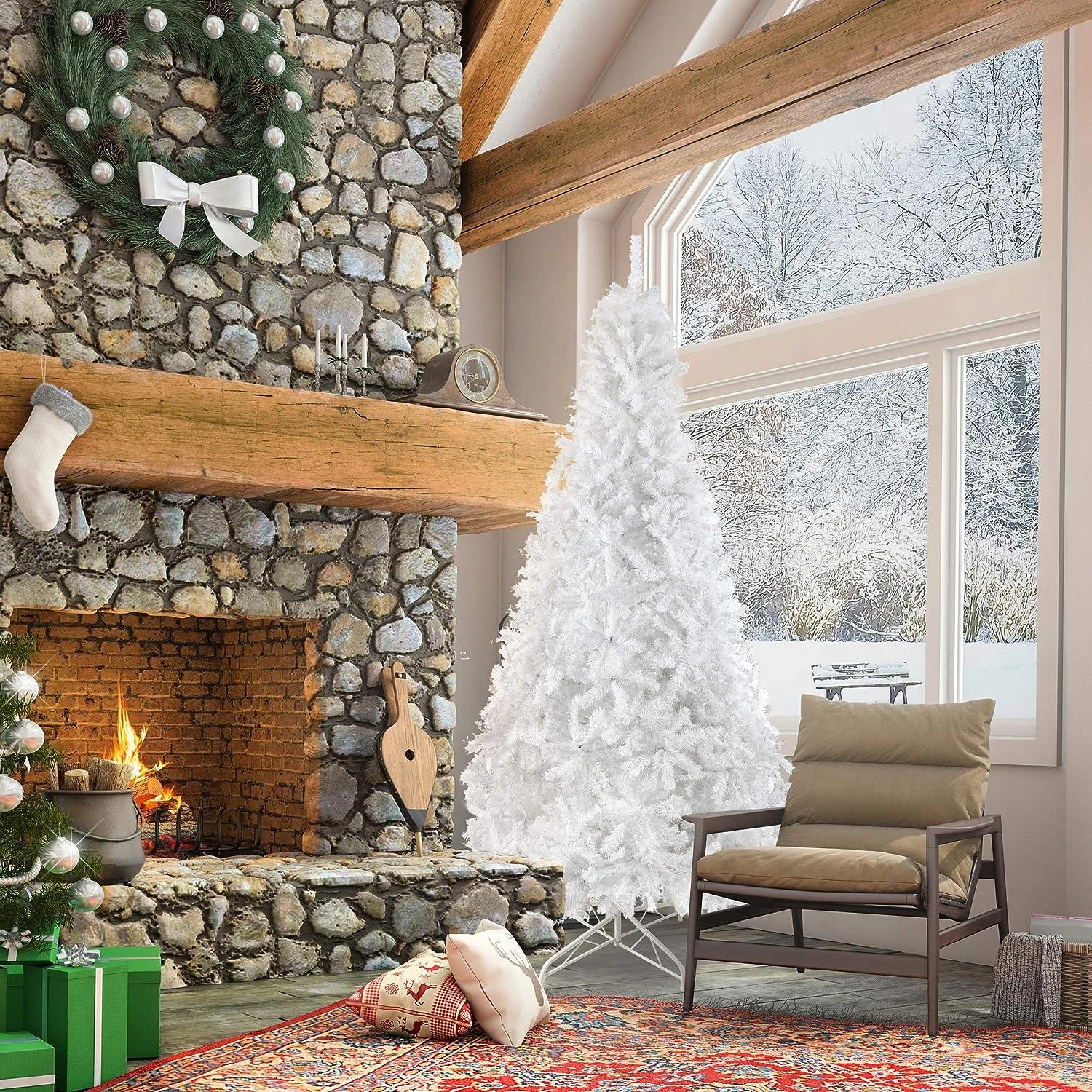 Sparkling 10ft White Christmas Tree - Lush & Sturdy Holiday Decor!