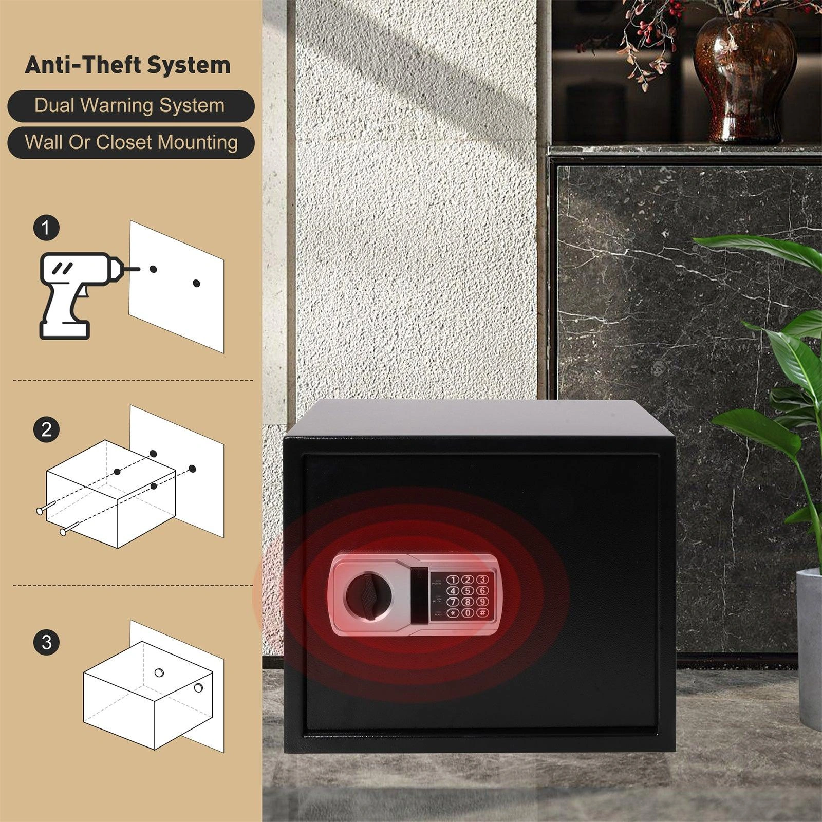 Fortified Home Safe: Digital Keypad, Alarm & Secure Storage - Peace of Mind Guaranteed.